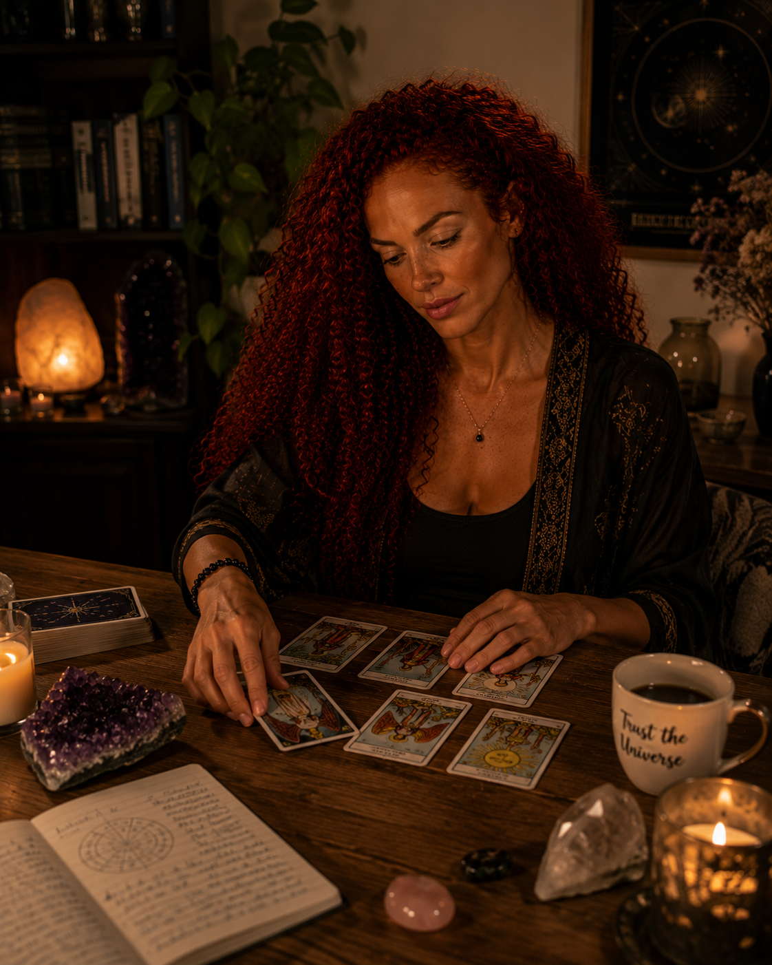 Angelica's avatar laying out a tarot spread